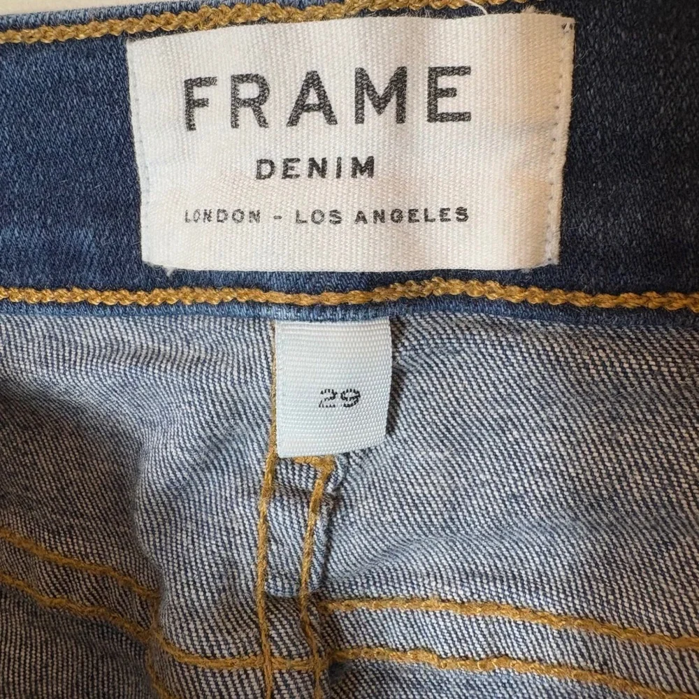 FRAME Denim Le High Straight Leg Jeans Size‎ 29 Dark Wash Frayed Hem